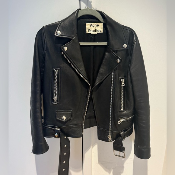 Acne Studios Leather Biker Jacket Size 36 - Picture 2 of 9